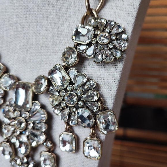 Banana Republic Dramatic Brass Clear Rhinestone Statement Necklace - Picture 9 of 11